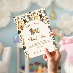 Carte De Remerciements Un bébé brasse du café Baby shower Espresso