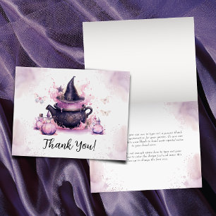Carte De Remerciements Un bébé brasse un Baby shower d'Halloween rose