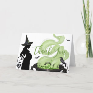Carte De Remerciements Un bébé brasse un Baby shower d'Halloween vert
