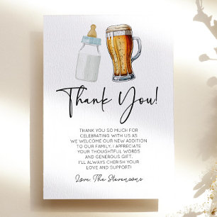 Carte De Remerciements Un Bébé Brasse Une Bouteille Baby shower De Verre 