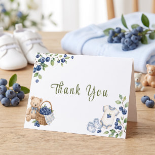 Carte De Remerciements Un bleu délicieux de myrtille aquarelle bleue mign