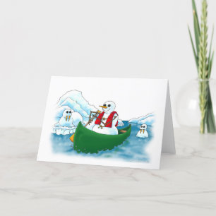 Carte De Remerciements Un bonhomme de neige en canot !