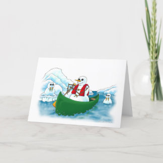 Carte De Remerciements Un bonhomme de neige en canot !