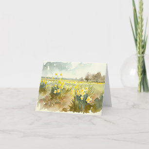 Carte De Remerciements Un champ de jonquilles au printemps