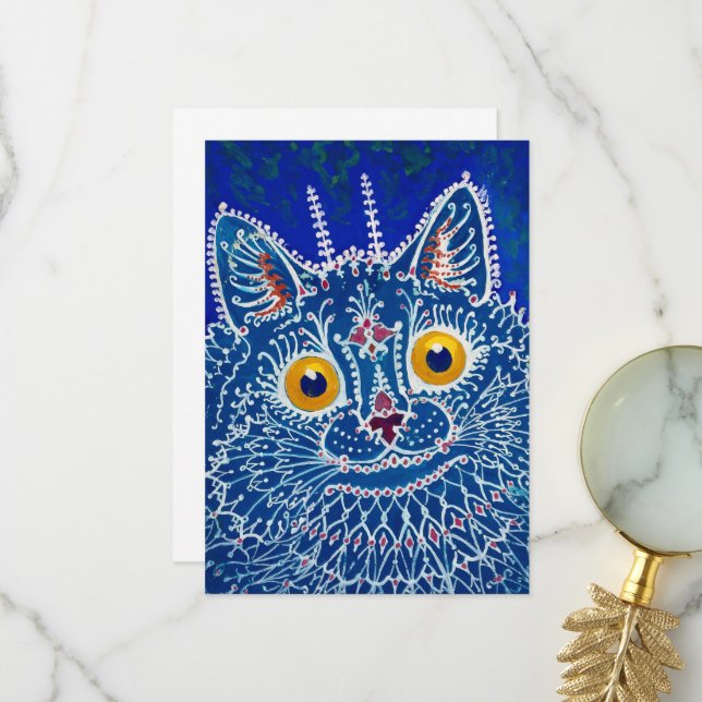 Carte De Remerciements Un chat de style gothique par Louis Wain (Devant/Arrière en situation)