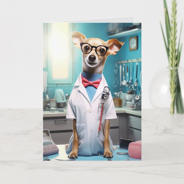 Carte De Remerciements Un chien drôle mignon qui travaille comme une cart (Devant)