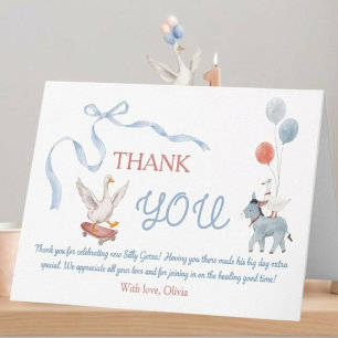 Carte De Remerciements Un Garçon Une Oie Folle 1er Anniversaire Photo Aqu