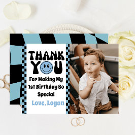 Carte De Remerciements Un joyeux Dude Retro Boy 1er Anniversaire Photo
