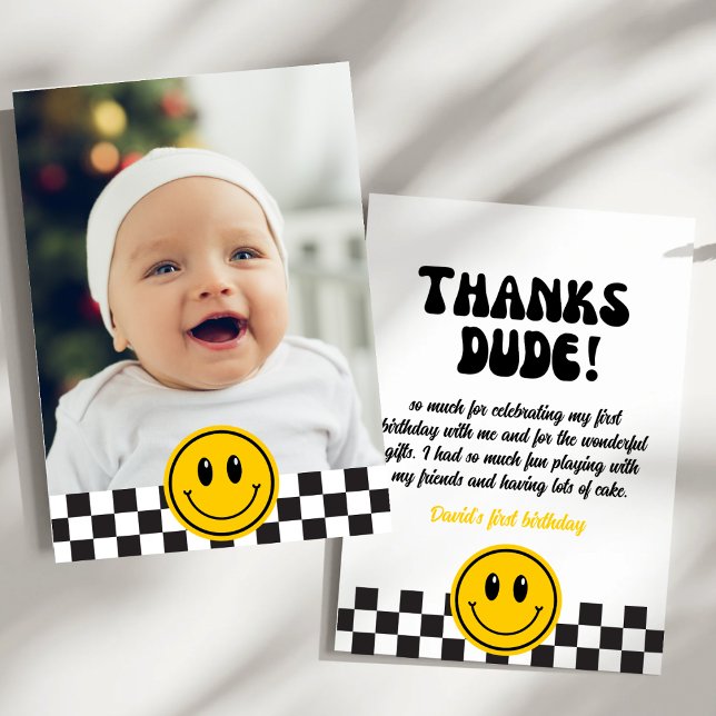 Carte De Remerciements Un joyeux mec avec un joyeux visage photo Annivers (Créateur téléchargé)