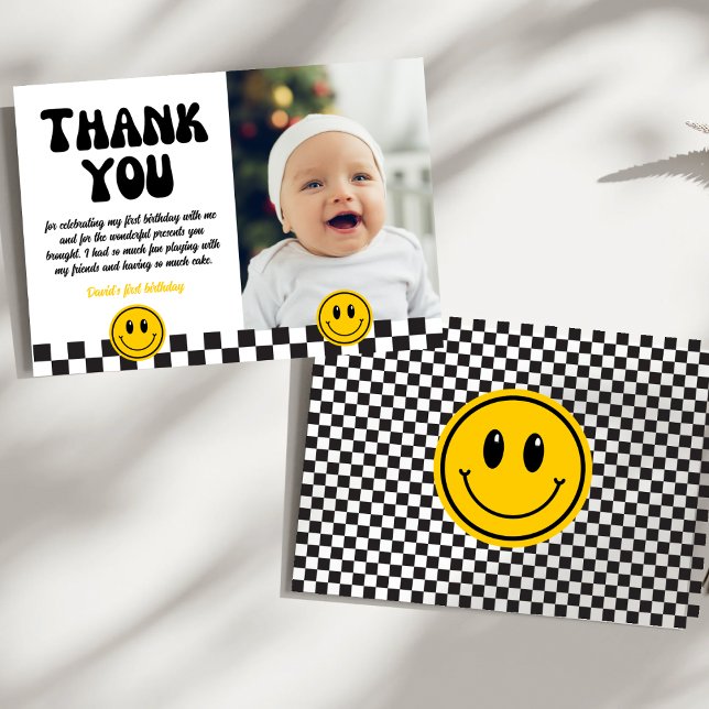 Carte De Remerciements Un joyeux mec souriant visage photo Anniversaire (Créateur téléchargé)