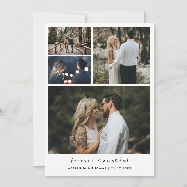 Carte De Remerciements Un Mariage photo moderne et plaisant pour toujours (Devant)