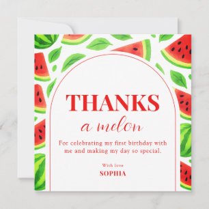 Carte De Remerciements Un Melon D'eau Un Gâteau D'anniversaire Pour Un An