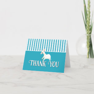 Carte De Remerciements Un mignon mouton Aqua Blue Turquoise Motif rayé