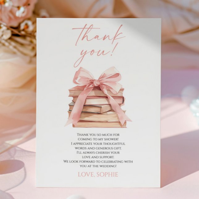 Carte De Remerciements Un Nouveau Chapitre Commence Livres à Ruban Rose S (Créateur téléchargé)