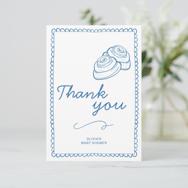 Carte De Remerciements Un pain dans le Baby shower du four Rustique (Debout devant)