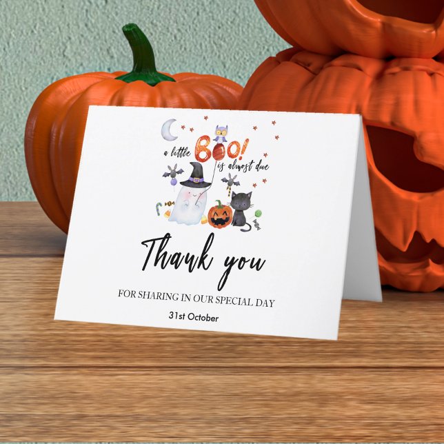 Carte De Remerciements Un petit Baby shower Boo Halloween (Créateur téléchargé)