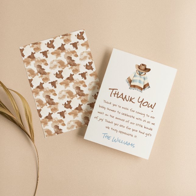 Carte De Remerciements Un petit Baby shower Brown du désert de Cowboy (Créateur téléchargé)