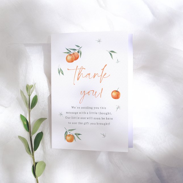 Carte De Remerciements Un Petit Baby shower De Citrus Orange Cutie (Créateur téléchargé)