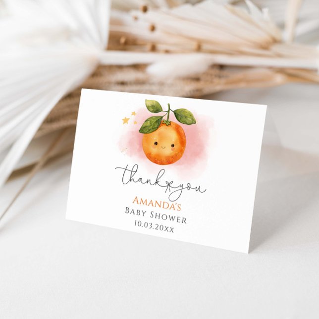 Carte De Remerciements Un petit Baby shower de clémentine orange Cutie (Créateur téléchargé)