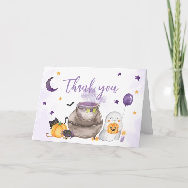 Carte De Remerciements Un Petit Baby shower De Fantôme De Boo (Devant)