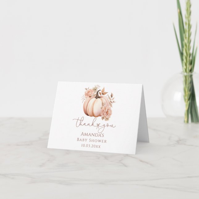 Carte De Remerciements Un petit Baby shower de fille Citrouille (Devant)