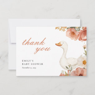 Carte De Remerciements Un petit Baby shower de fille d'oie idiot