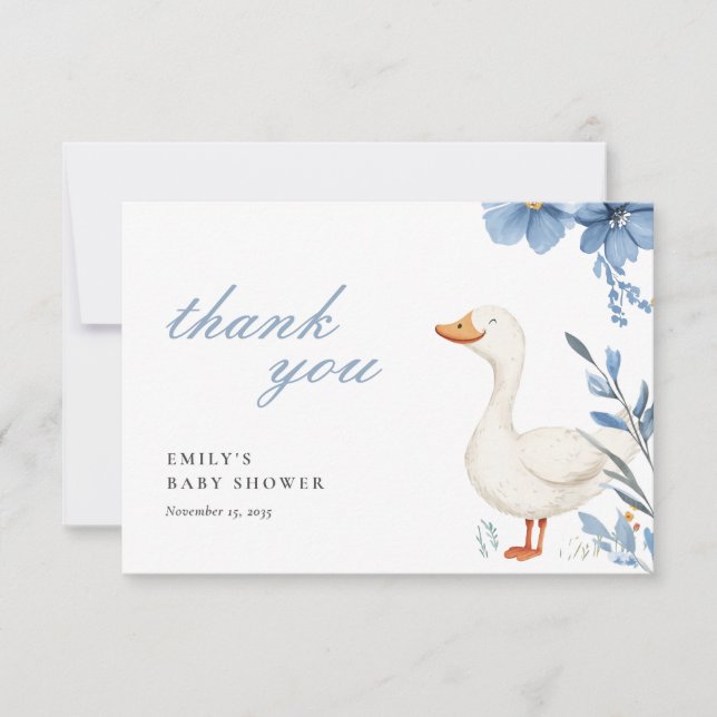 Carte De Remerciements Un petit Baby shower de garçon d'oie idiot (Devant)