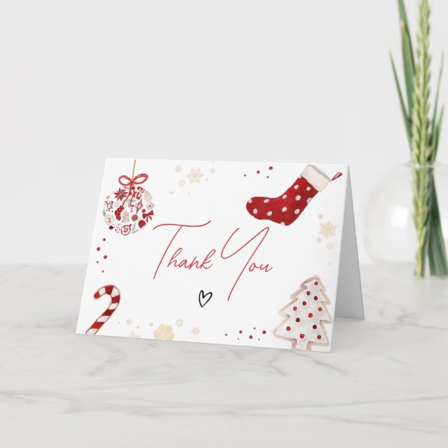 Carte De Remerciements Un petit Baby shower de Noël de joie (Devant)