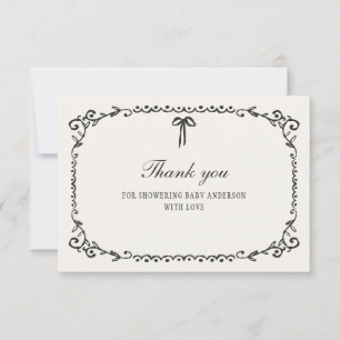 Carte De Remerciements Un petit Baby shower d'Halloween Bow Black Bow