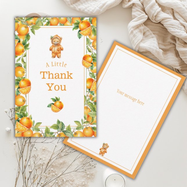 Carte De Remerciements Un petit Baby shower d'ours orange Cutie (Créateur téléchargé)