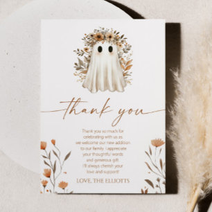 Carte De Remerciements Un petit Baby shower Fleur sauvage Boo Boho Ghost