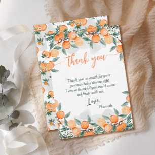 Carte De Remerciements Un Petit Baby shower Orange Cutie