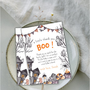 Carte De Remerciements Un petit Boo est presque dû Baby shower fantôme