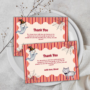 Carte De Remerciements Un Petit Chat Fantôme Chat Automne Baby shower Aut
