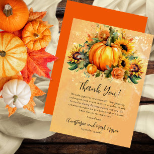 Carte De Remerciements Un Petit Citrouille   Baby shower d'automne des to