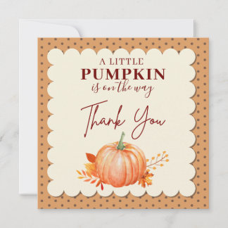 Carte De Remerciements Un Petit Citrouille est sur le chemin Baby shower 