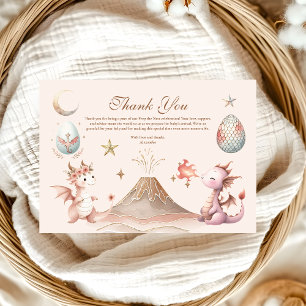 Carte De Remerciements Un petit dragon se trouve sur le Baby shower Way