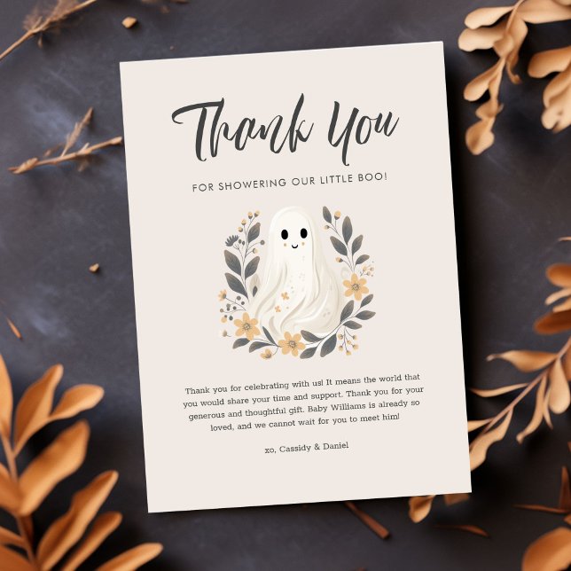 Carte De Remerciements Un petit fantôme de Halloween pour une fête prénat (Créateur téléchargé)