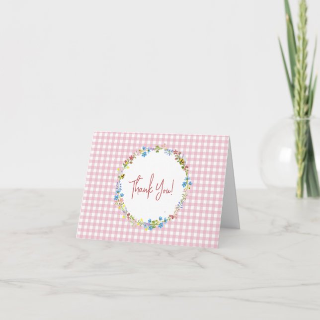 Carte De Remerciements Un Petit Fleur sauvage Est En Chemin Baby shower (Devant)