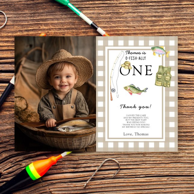 Carte De Remerciements Un petit pêcheur fête d'anniversaire (Créateur téléchargé)