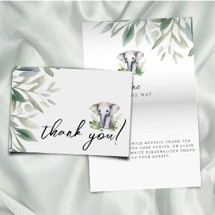 Carte De Remerciements Un Petit Saule Un Éléphant Safari Pliant