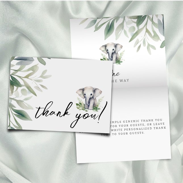 Carte De Remerciements Un Petit Saule Un Éléphant Safari Pliant (Créateur téléchargé)