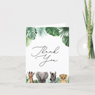 Carte De Remerciements Un Safari Un Peu Sauvage Baby shower Verdure