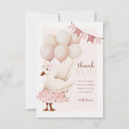 Carte De Remerciements Un Silencieux Goose Pink Pastel 1er Anniversaire