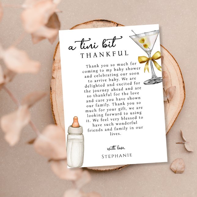 Carte De Remerciements Un Tini Sur Le Chemin Baby shower Martini Jaune (Créateur téléchargé)