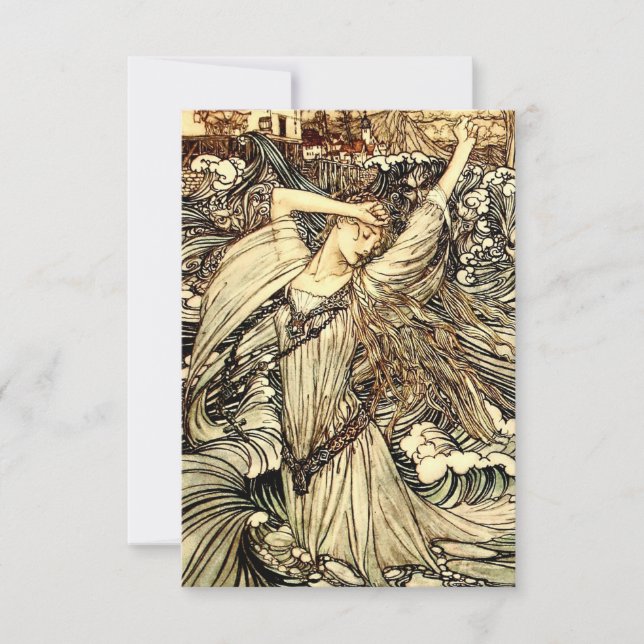 Carte De Remerciements « Undine dans les vagues » par Arthur Rackham (Devant)
