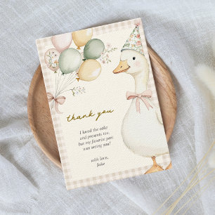 Carte De Remerciements Une Aquarelle d'oie soie En vichy 1er anniversaire