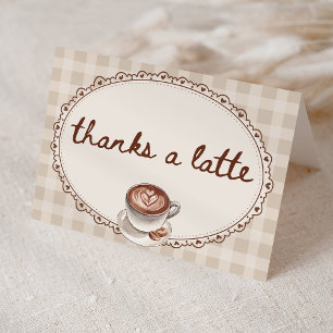 Carte De Remerciements Une Baby Shower Café Gingham "Un bébé est en train