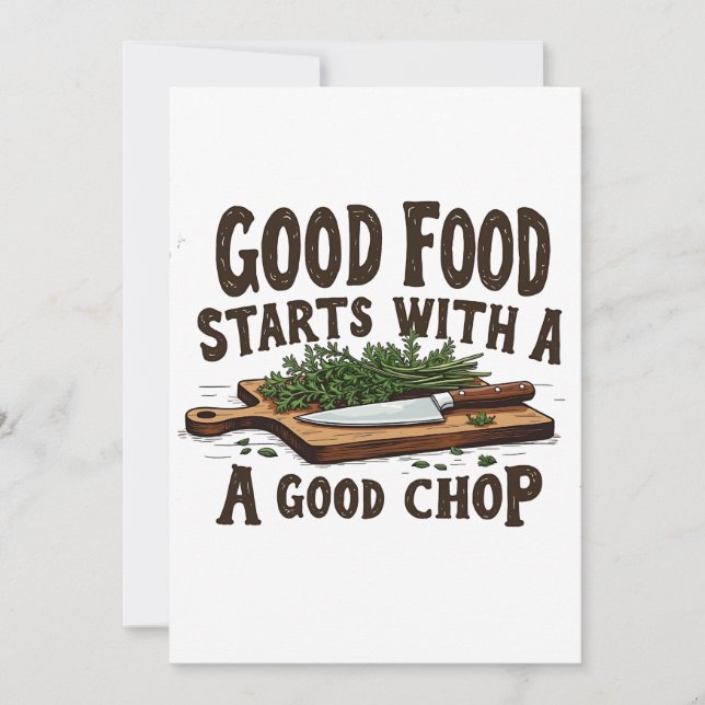 Carte De Remerciements Une bonne cuisine commence avec un bon chef cuisin (Devant)