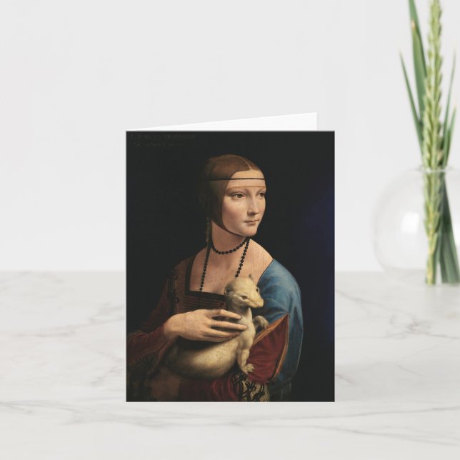 Carte De Remerciements Une dame avec une mine par Léonard de Vinci (Devant)